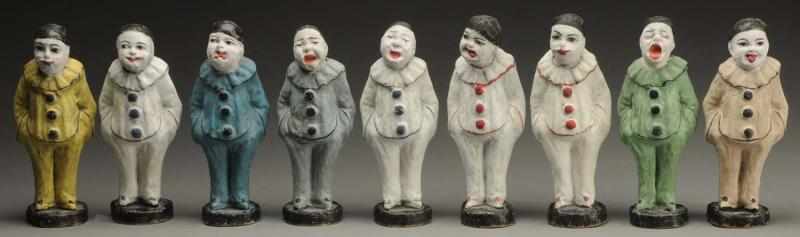 Appraisal: Set of Paper Mache Clown Figure Pins Most like turn-of-the-century