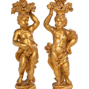 Appraisal: A Pair of Continental Carved Giltwood Putti Figures Likely th