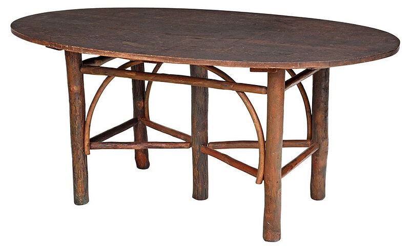 Appraisal: Rustic Old Hickory Oval Dining Table American early th century