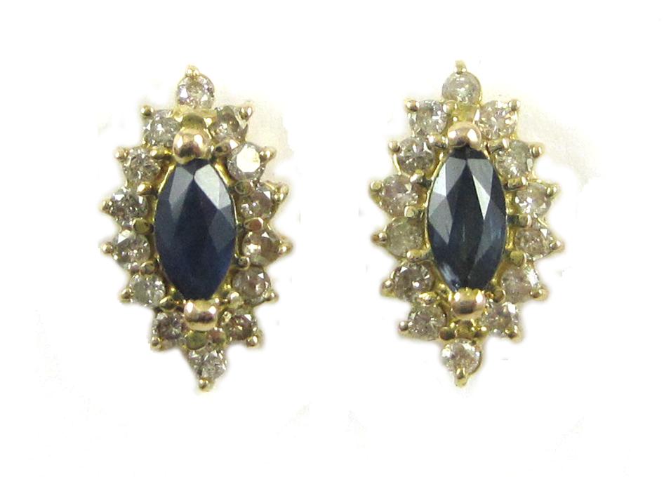 Appraisal: PAIR OF SAPPHIRE AND DIAMOND EARRINGS each k yellow gold