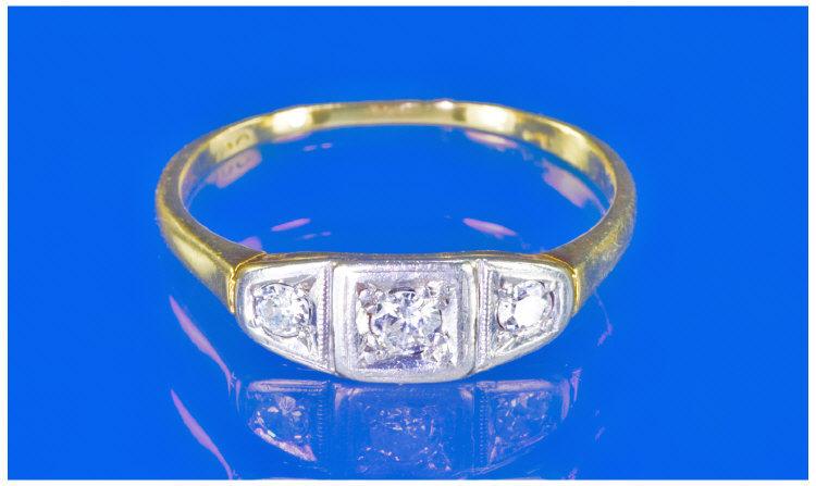 Appraisal: ct Gold Diamond Ring Three Stone Round Brilliant Cut Diamond