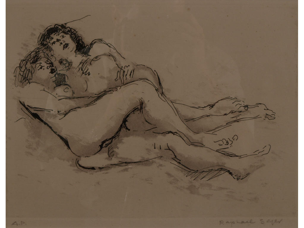 Appraisal: Raphael Soyer NY - Two Nudes lithograph on paper signed