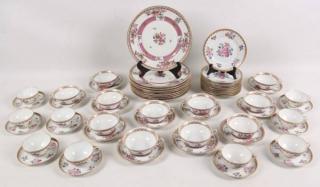 Appraisal: PIECE PORCELAIN FLORAL AND GOLD RIMMED DINNER SERVICE MARKED ON