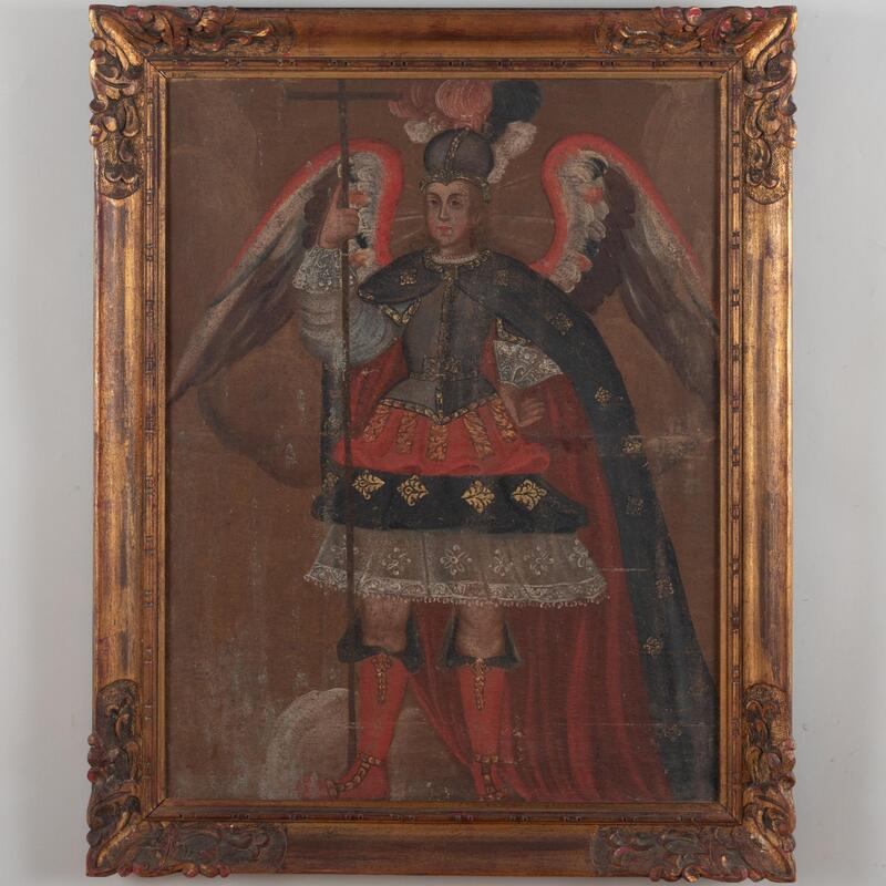 Appraisal: Latin American School Saint George Oil on canvas mounted on