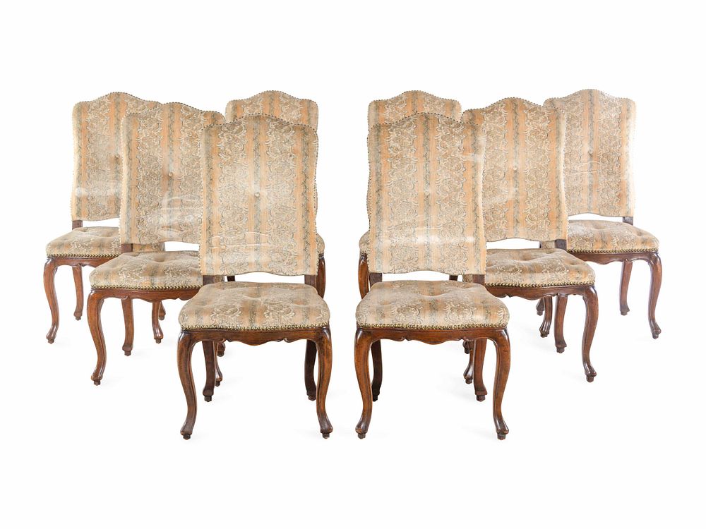 Appraisal: A Set of Eight Louis XV Style Dining Chairs A