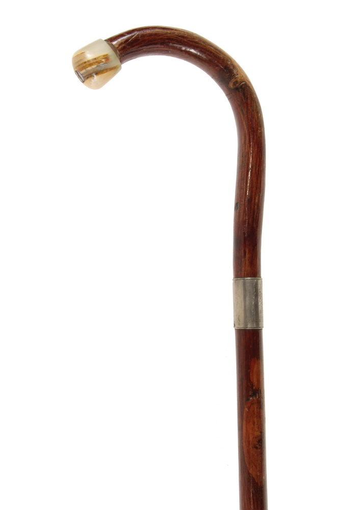 Appraisal: CIVIL WAR BATTLEFIELD CANE - Hardwood Cane with engraved silver