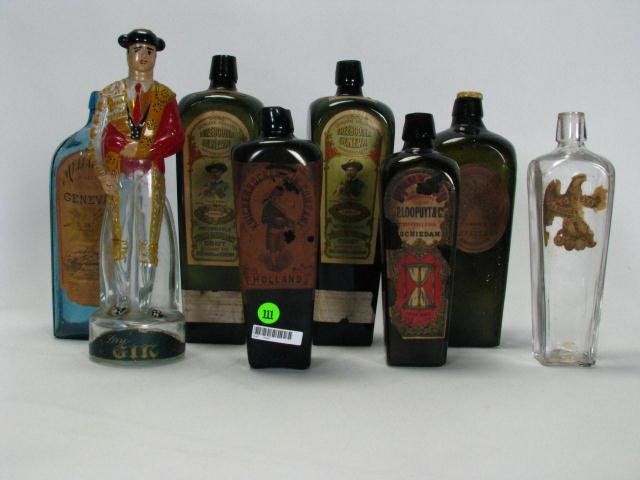 Appraisal: Group of antique liquor bottles total with original labels most