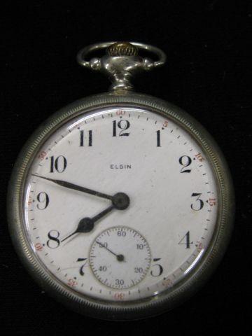 Appraisal: Elgin Pocketwatch openface jewel nickel silver case working