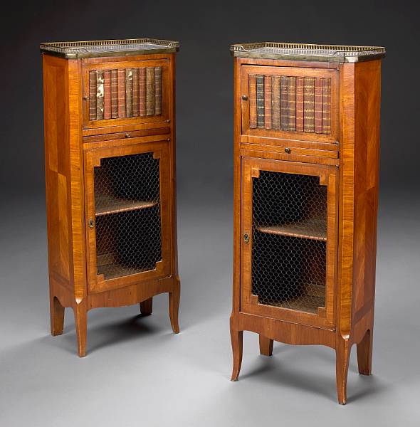 Appraisal: A diminutive pair of Louis XV XVI transitional style walnut