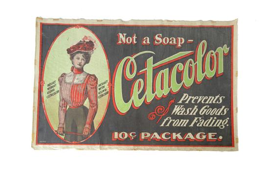 Appraisal: VICTORIAN ADVERTISING BANNER Color lithograph on cloth ''Not a Soap