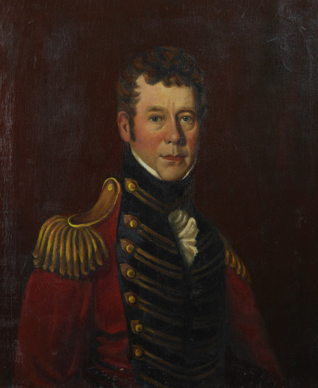 Appraisal: MILITARY OIL ON CANVAS CAPTAIN JOHN LESLIE Framed Oil on