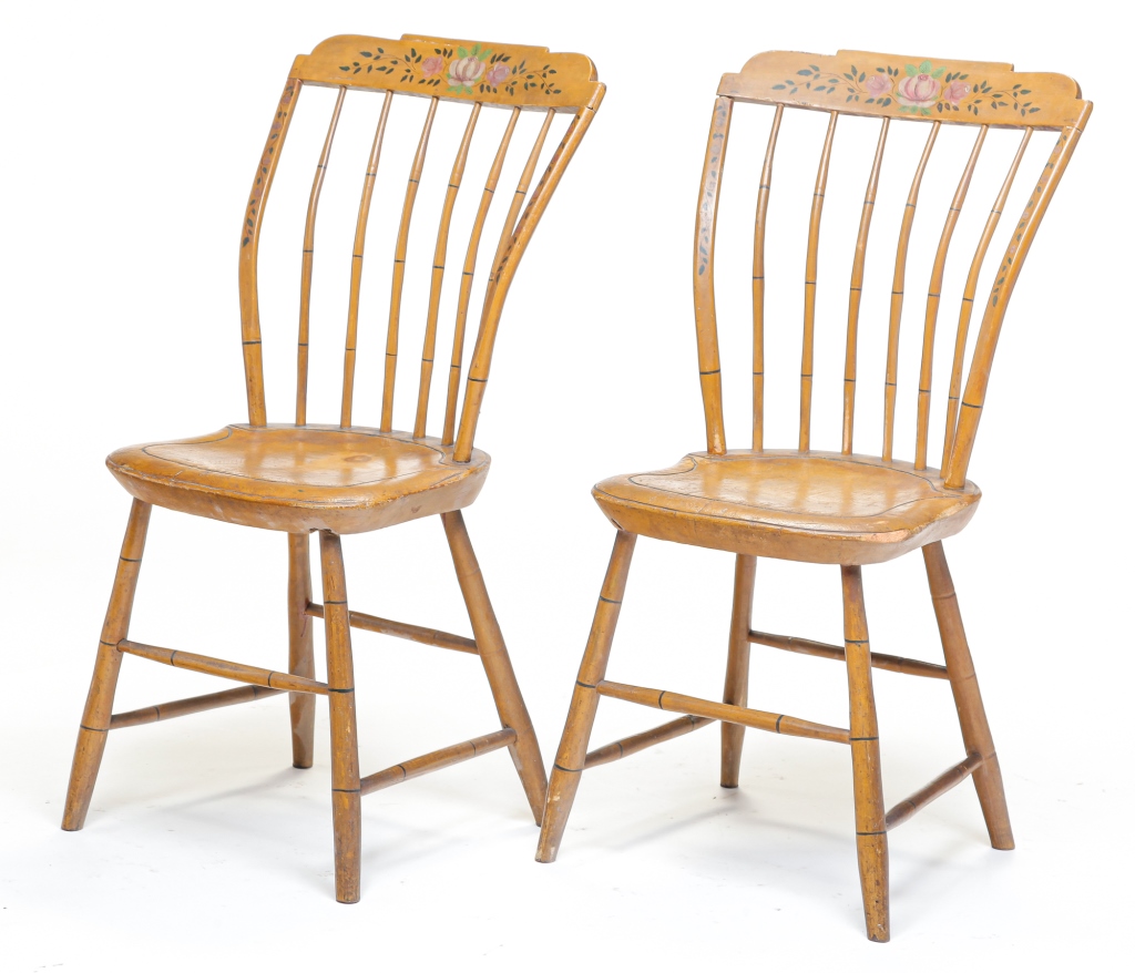 Appraisal: PAIR OF AMERICAN STEPDOWN WINDSOR CHAIRS First quarter th century