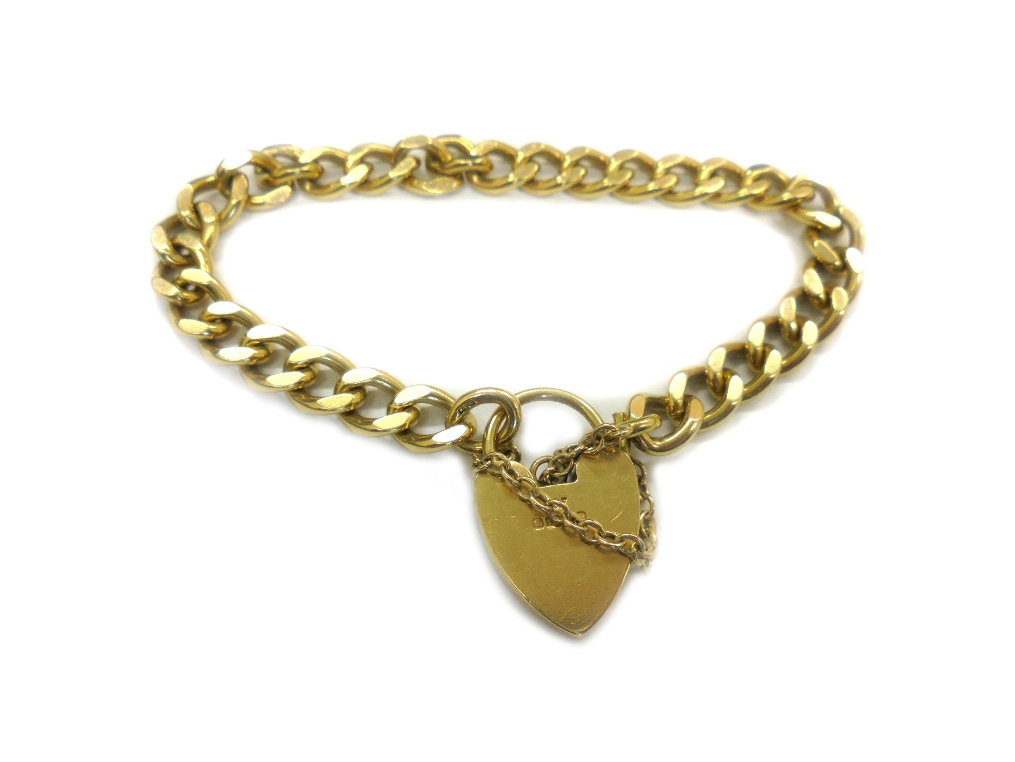 Appraisal: An ct gold filed curb link bracelet on a padlock