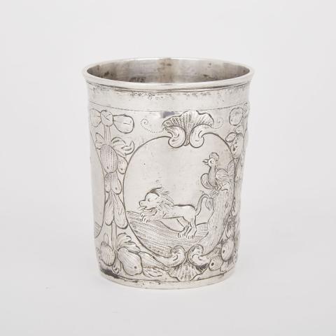 Appraisal: Russian Silver Beaker Moscow second half th century of near-cylinder