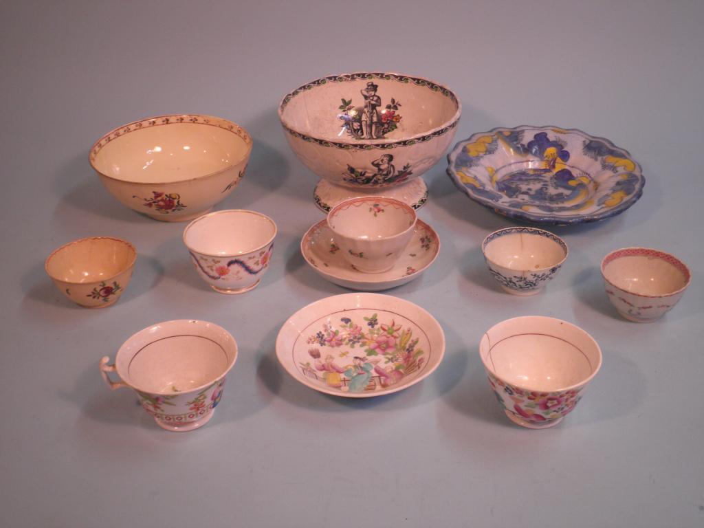 Appraisal: An early thC creamware bowl decorated with flowers various porcelain