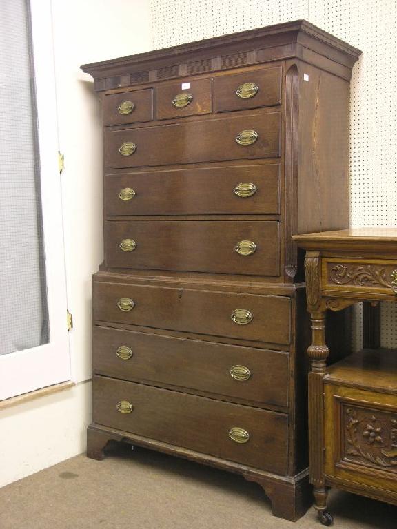 Appraisal: A George III provincial oak chest on chest the upper