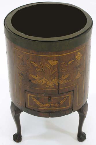 Appraisal: GEORGE III INLAID MAHOGANY WINE COOLER Dutch Marquetry design c