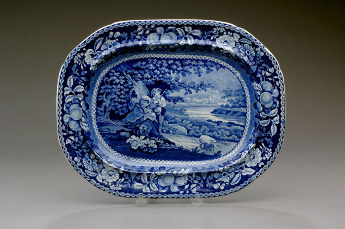 Appraisal: SHELTERED PEASANTS FRUIT AND FLORAL BORDER DARK-BLUE STAFFORDSHIRE DINNER SERVICE