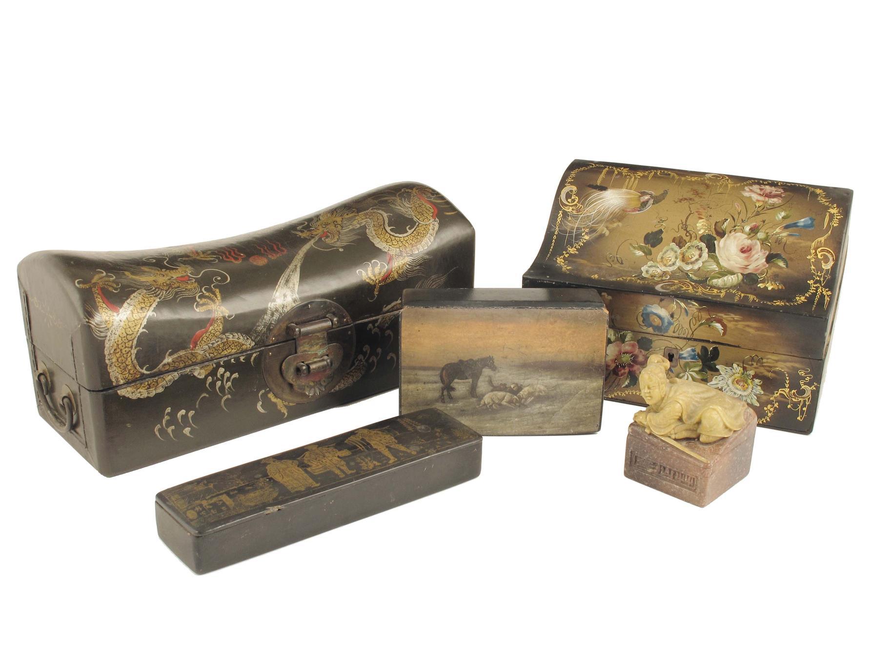 Appraisal: A Victorian papier-m ch stationery box