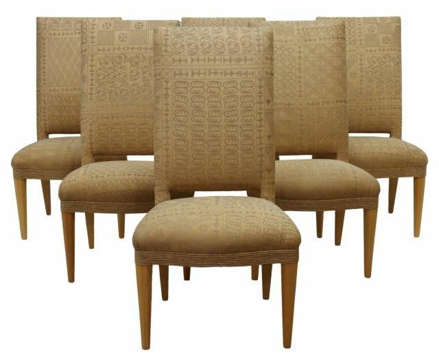 Appraisal: lot of Modern upholstered high back dining chairs designed by