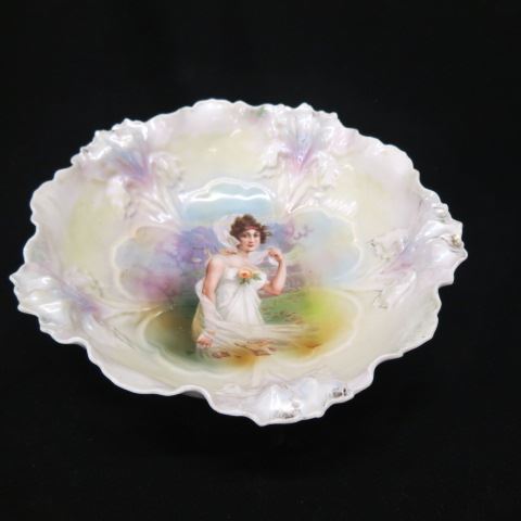 Appraisal: R S Prussia Porcelain Portrait Bowl Autumn icicle mold signed