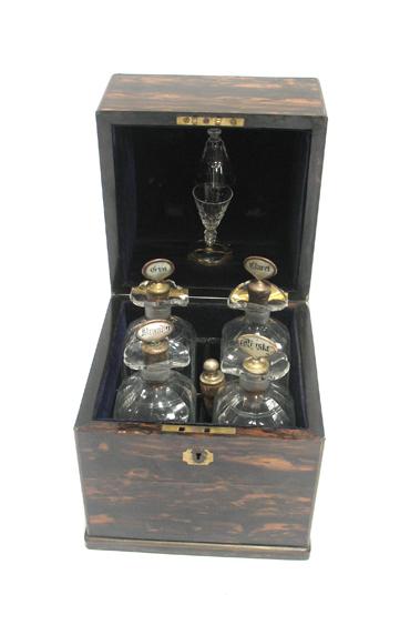 Appraisal: A TH CENTURY CORAMANDEL AND BRASS BOUND DECANTER BOX the