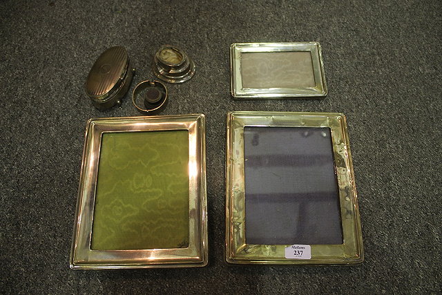 Appraisal: A SMALL COLLECTION OF SILVER to include frames a silver