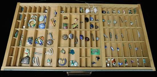 Appraisal: JEWELRY Large collection of pins earrings buttons barrettes etc including