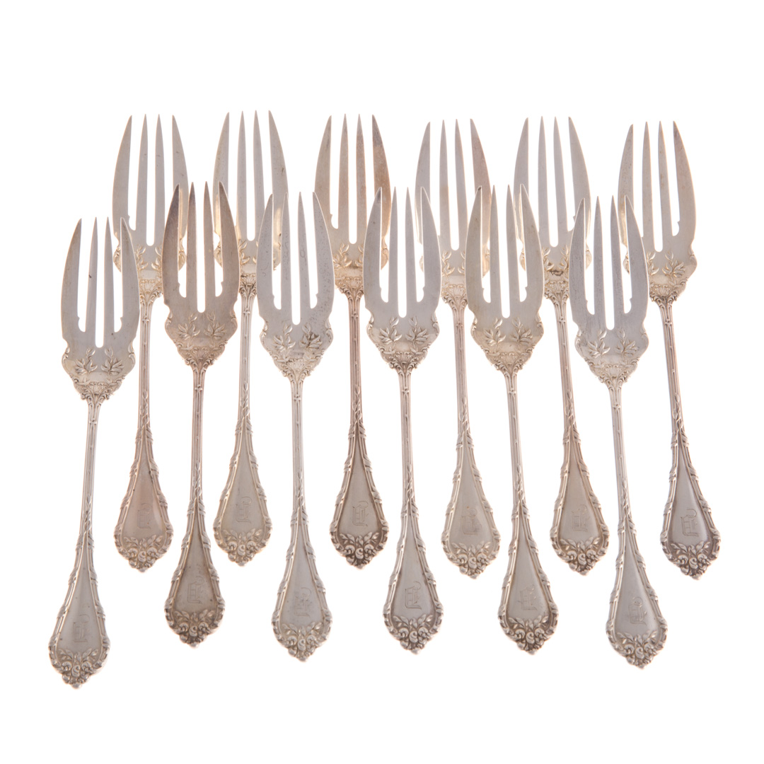 Appraisal: Durgin Madame Royale sterling dessert forks set of sterling silver