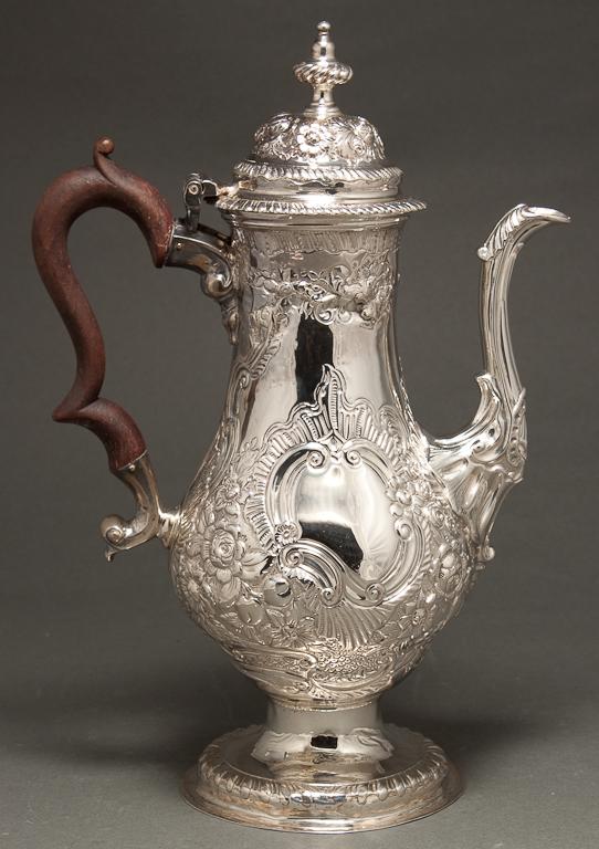 Appraisal: English Rococo style sterling silver coffeepot with hallmarks of Abraham