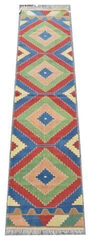 Appraisal: Hand-tied Oushak Kilim runner approx ' l ' w