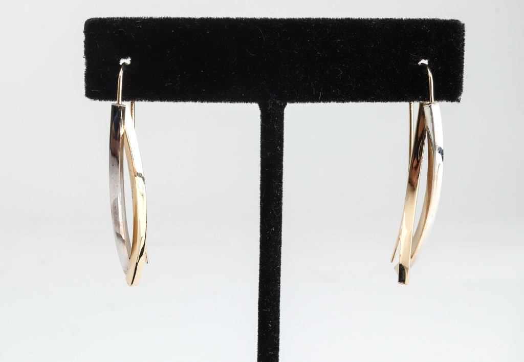 Appraisal: K YELLOW GOLD WHITE GOLD SCULPTURAL EARRINGS K yellow gold