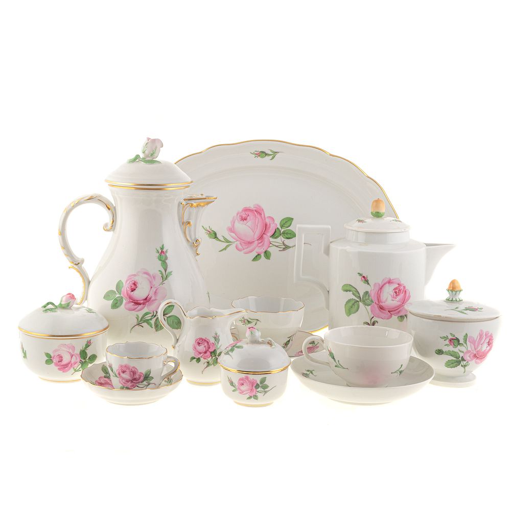 Appraisal: Meissen Pink Rose Partial Dinner Service Assembled service approximately pieces