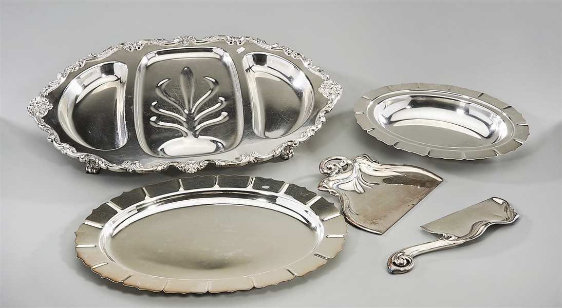 Appraisal: Group of five silver plate service articles including a footed