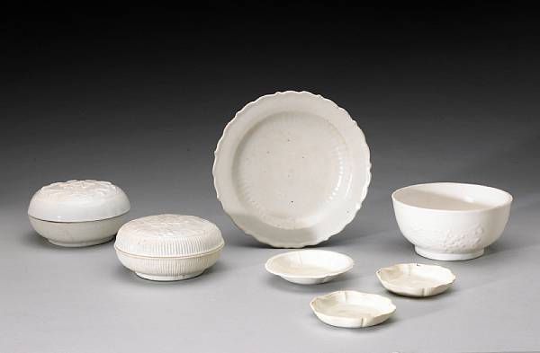 Appraisal: A group of seven celadon and white glazed trade ceramics