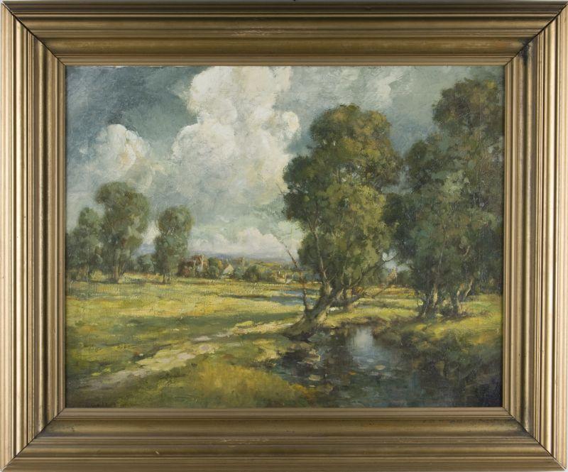 Appraisal: att Francis Bradford NY - Landscape oil on canvas signed