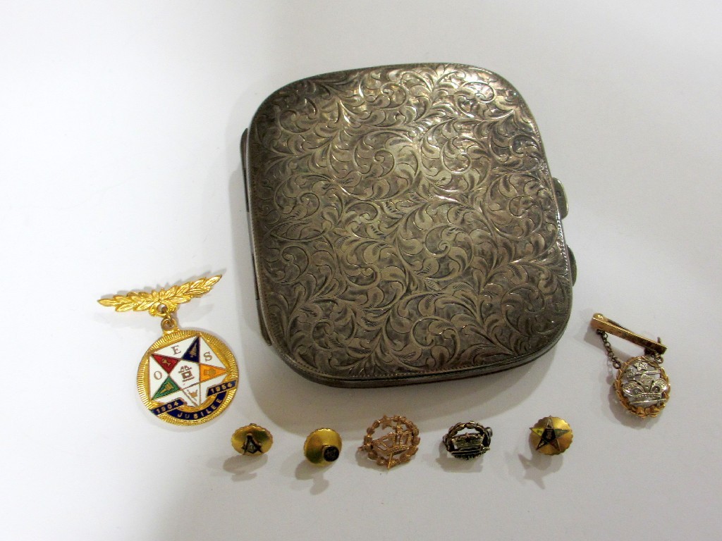 Appraisal: Lot comprising Masonic items to include diamond set gold lapel