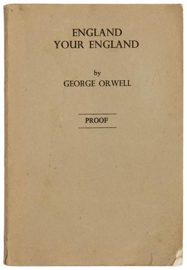 Appraisal: ORWELL George England Your England London Secker Warburg vo Original