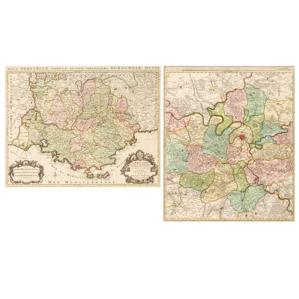 Appraisal: MAPS Two hand-colored antique maps of France including Carte Particulire