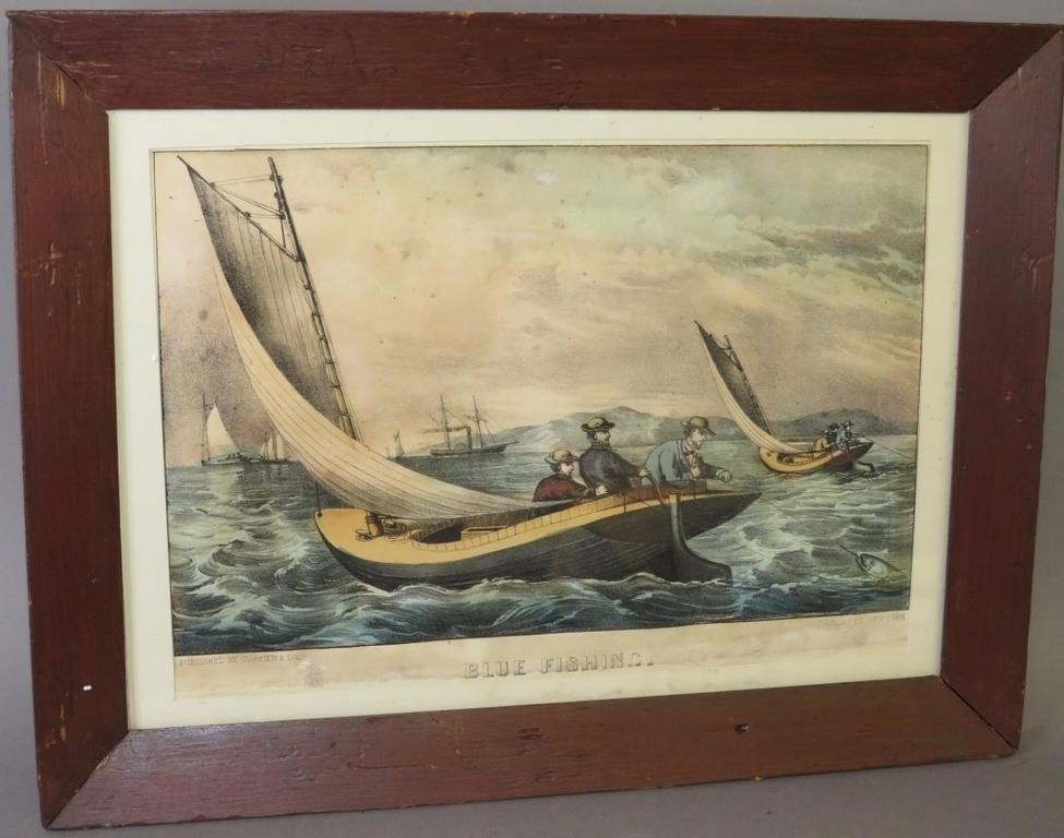 Appraisal: CURRIER IVES PRINT BLUE FISHING ca in a dark stained