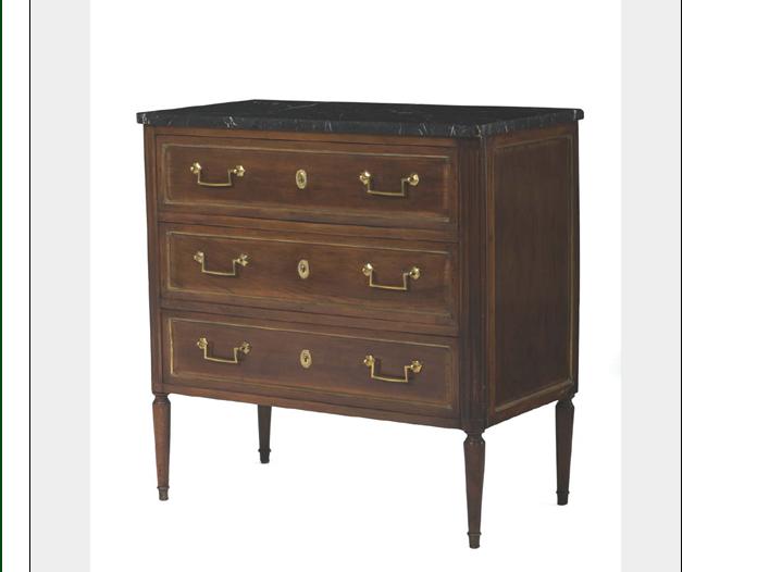 Appraisal: DIRECTOIRE STYLE MAHOGANY THREE-DRAWER CHEST WITH MARBLE TOP Height inches