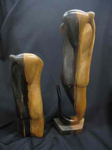 Appraisal: Art Moderne Carved Wooden Sculpturesof nude women '' to ''