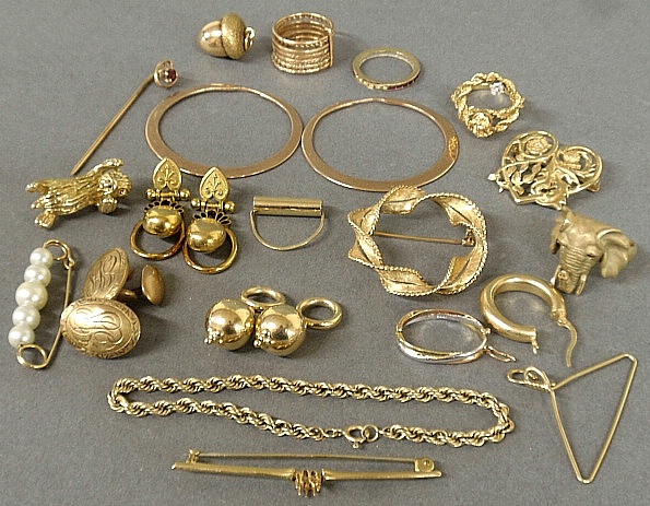 Appraisal: - Group of ladies tested gold earrings charms pins etc