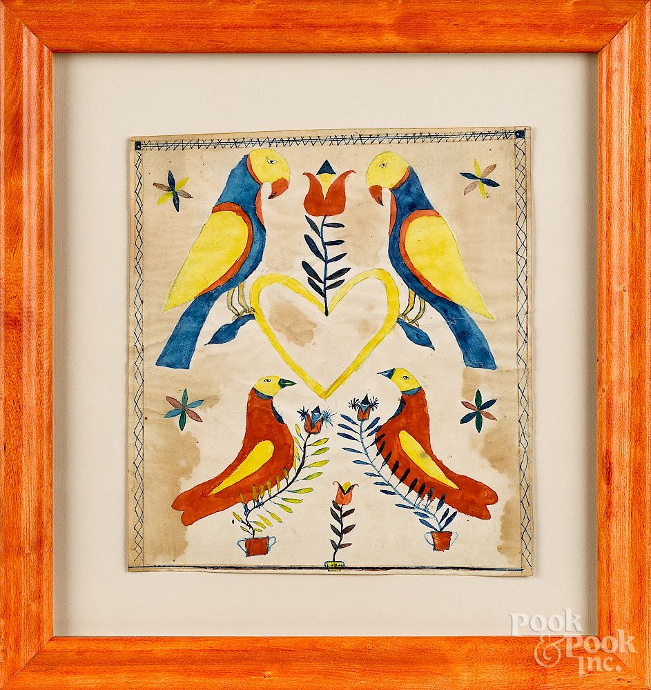 Appraisal: Pennsylvania watercolor fraktur Exclusive on Bidsquare Pennsylvania watercolor fraktur late