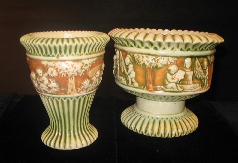 Appraisal: TWO ROSEVILLE AMERICAN ART POTTERY VASES in the Donatello pattern