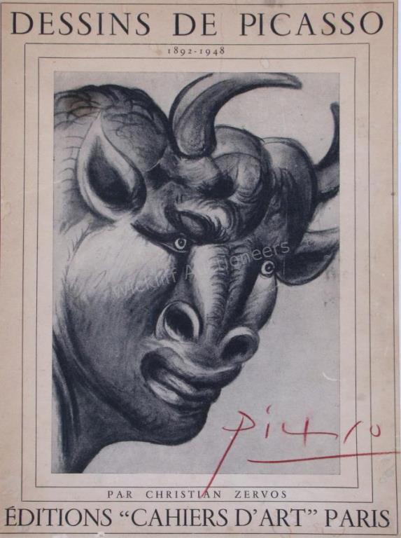 Appraisal: A signed magazine cover by Pablo Picasso signature in red