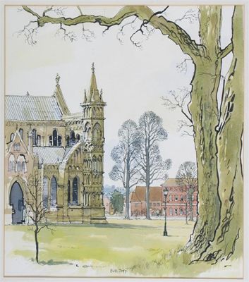 Appraisal: Bill Toop b Salisbury Cathedral Signed Watercolour x cm x