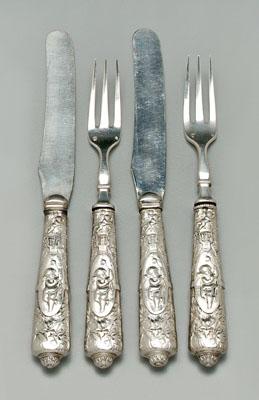 Appraisal: French silver flatware hollow handles with cupids harps and floral