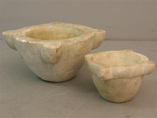 Appraisal: th century white marble mortar diameter and a th Century