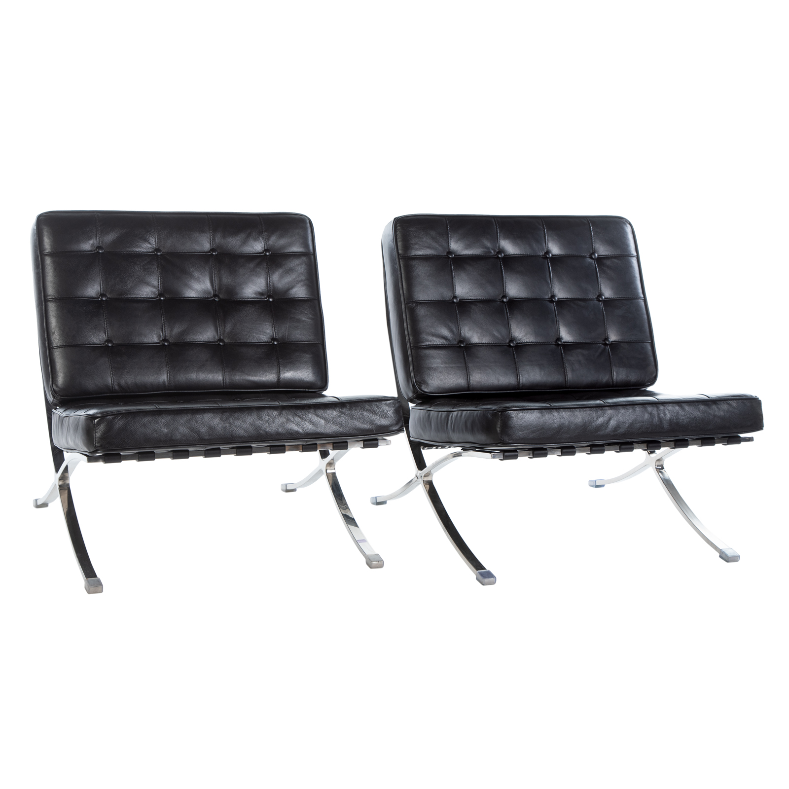 Appraisal: PAIR OF BARCELONA STYLE LEATHER CHAIRS After Ludwig Miles Van